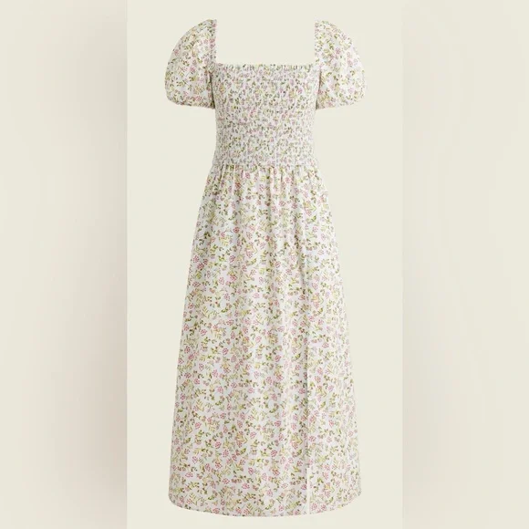 J. Crew Cottagecore 100%Cotton Short-sleeve smocked dress in meadow floral Sz XL - Picture 1 of 12